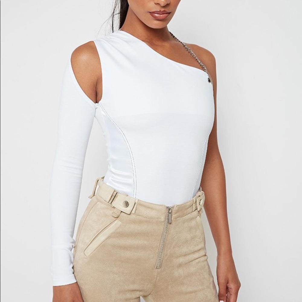 Maniére de Voir white chain bodysuit